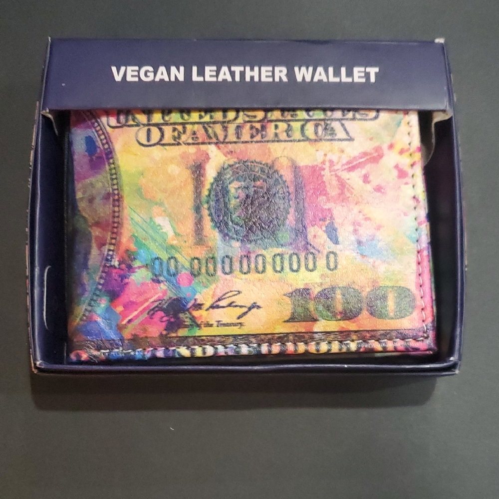 Benjamin Franklin printed handcrafted Money wallet new in box‎